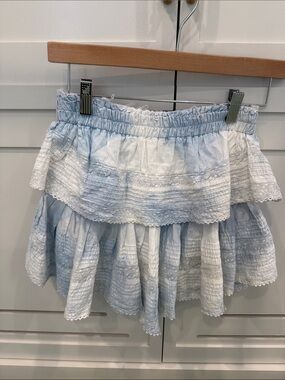 Light Blue Tiered Ruffle Mini Skirt